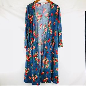 LulaRoe Sarah Floral Duster Cardigan Size Small